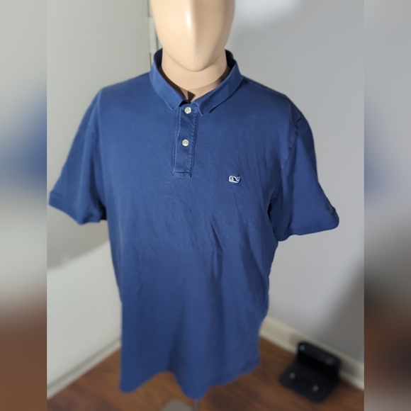 Vineyard Vines Other - Vineyard Vines Navy Polo Shirt Men's L Cotton & Spandex Blend Solid Short Sleeve